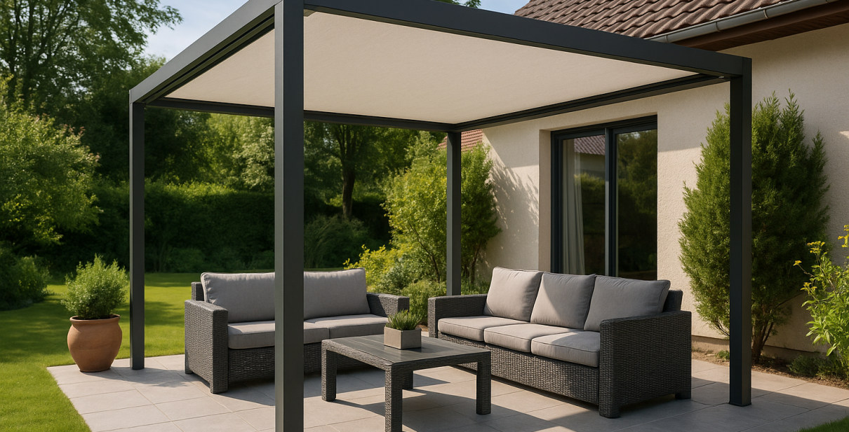 Pergola toile Sunzip pour terrasse ombragée à Brunoy