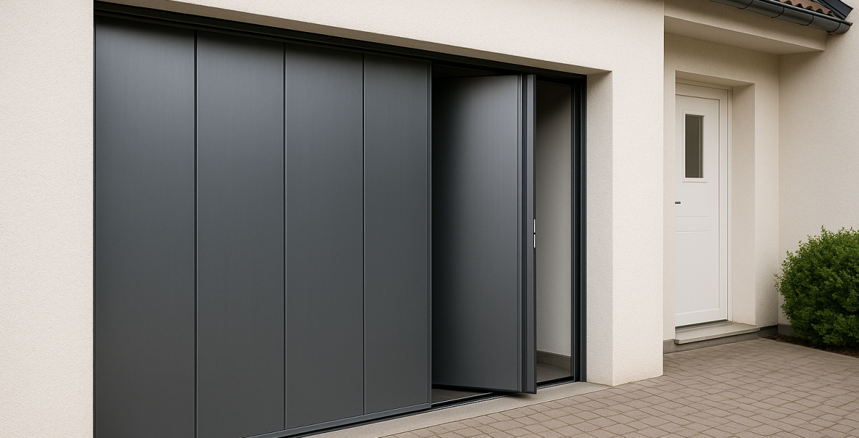 Porte de garage latérale pour accès réduit