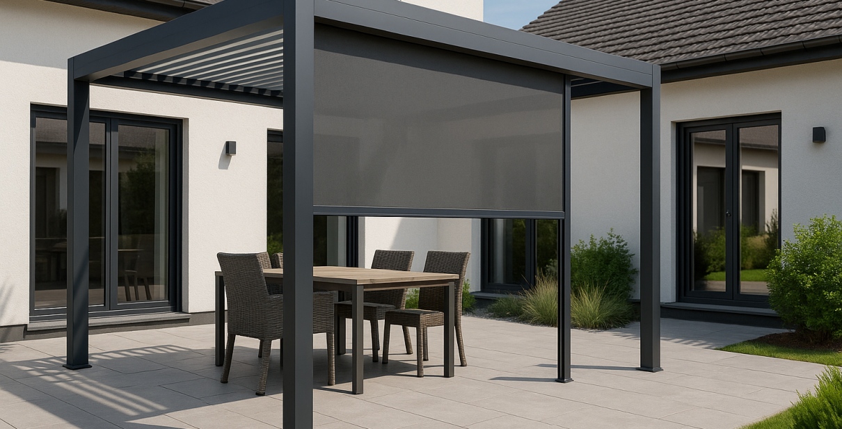Store vertical zippé pour pergola et avancée de terrasse
